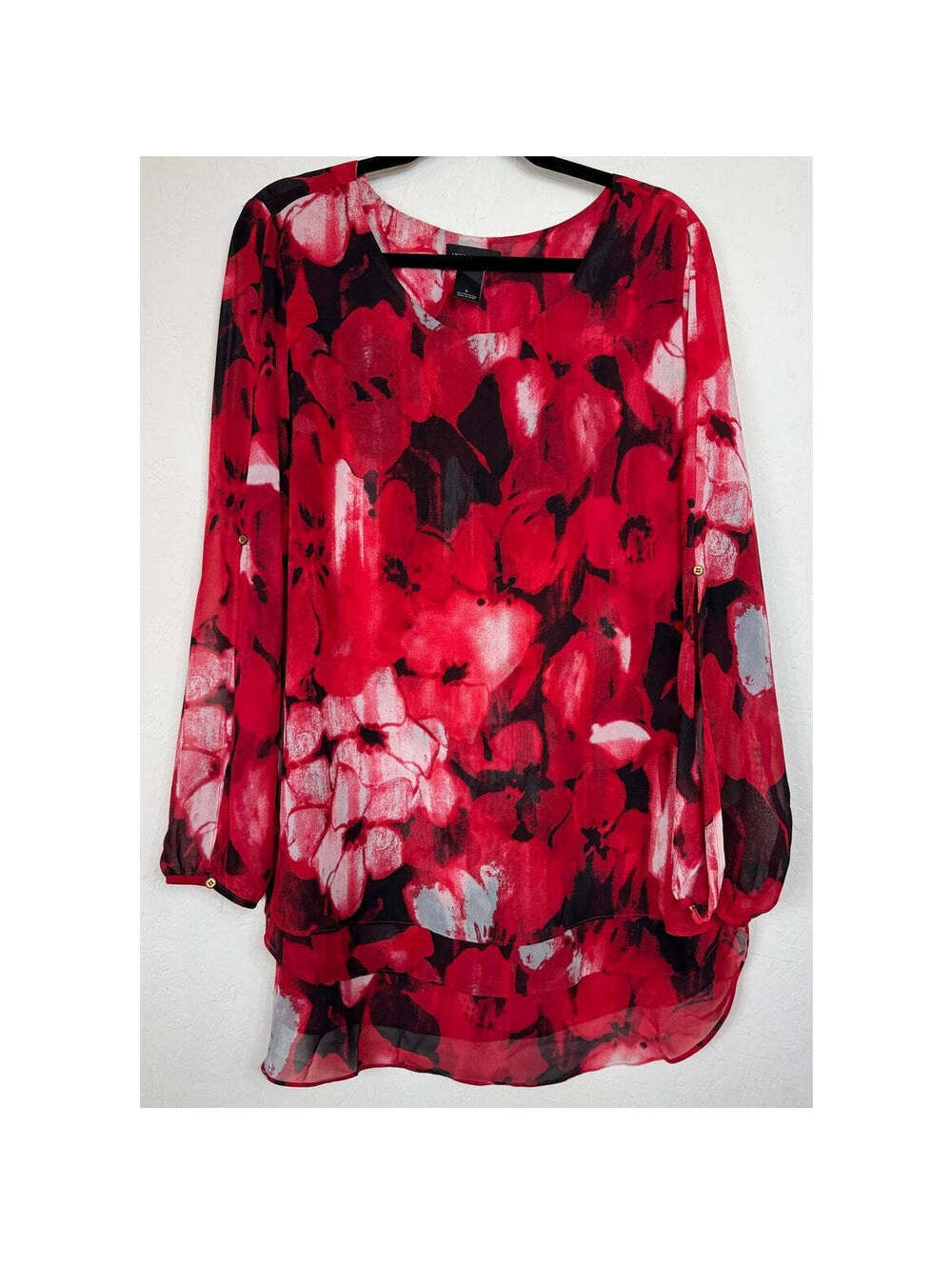 Investments Red Long Sleeve Blouse Women's Large